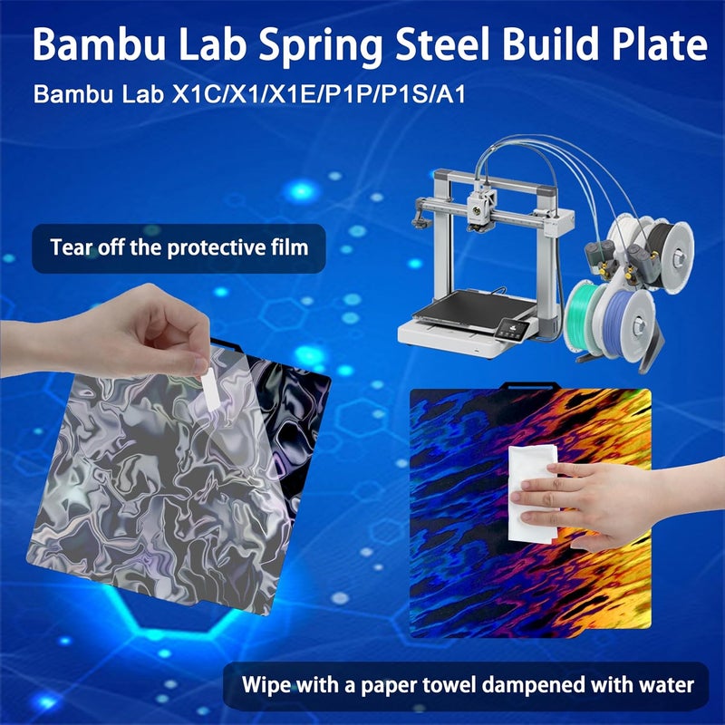 Tiny Trees Build Plate for Bambu Lab A1 P1S P2S X1 X1C X1E P1P, Build Plate 3D Printer Accessories Spring Steel Sheet Holographic Printing Bed P1S Build Plate 257x257mm for Bambu Lab - Image 3